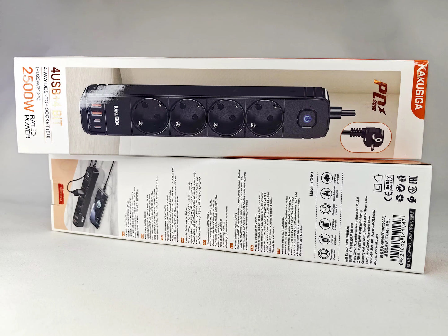 Multiprise Intelligente – 4 Prises + 4 Ports USB (2500W)